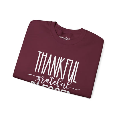 Women’s Heavy Sweatshirt – “Thankful Grateful Blessed” | Cozy and Inspirational Pullover for Everyday Comfort