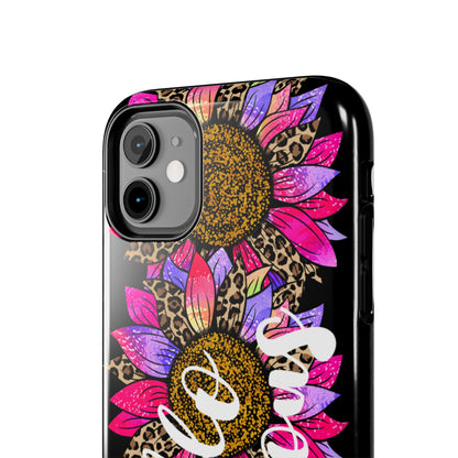 Hello Gorgeous Pink Purple Leopard Sunflowers iPhone Case - Stylish Floral Protective Cover