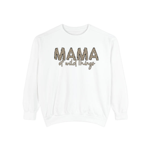 Women’s Comfort Colors Sweatshirt – “MAMA of Wild Things” Leopard Print Design | Cozy and Stylish Mom Pullover