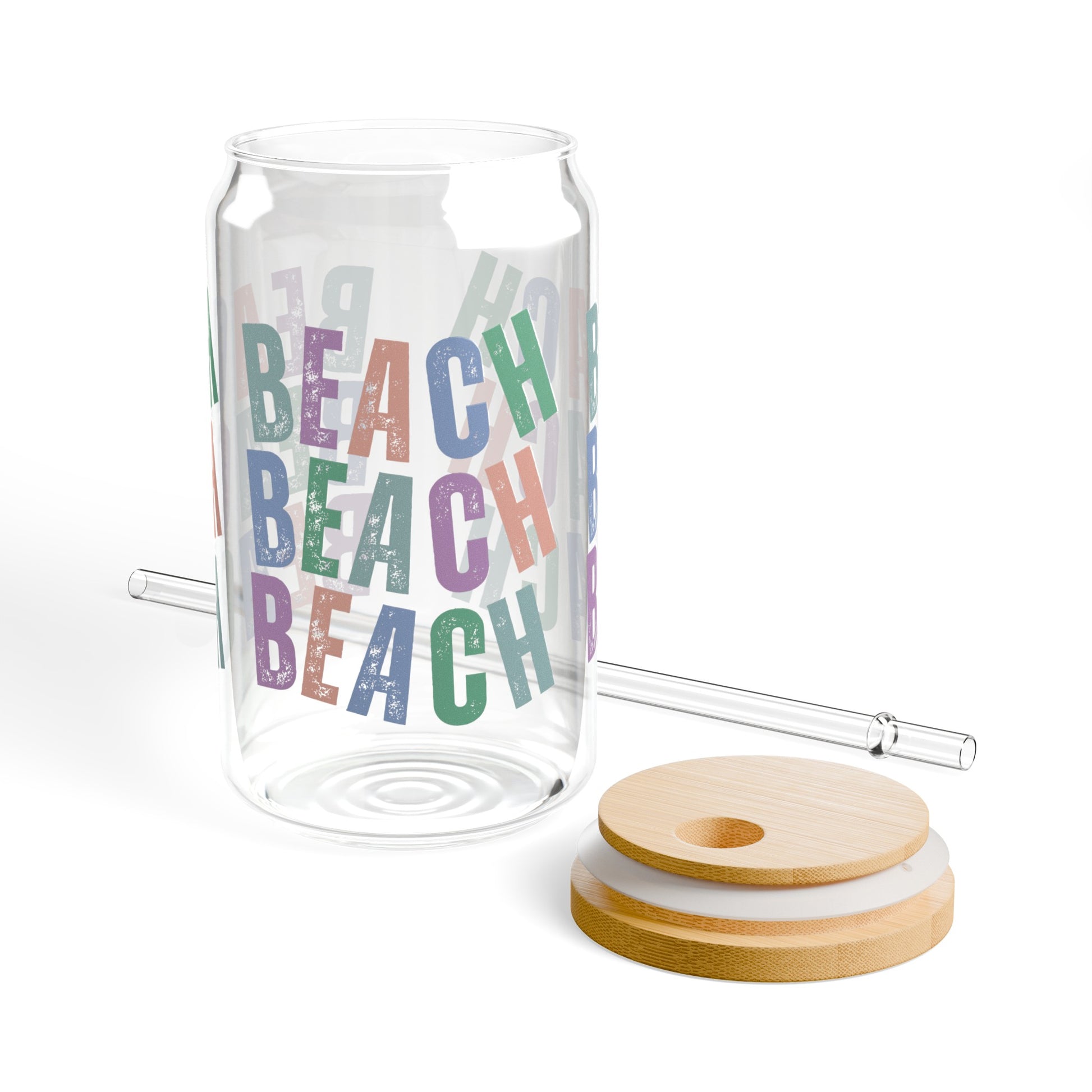 Beach Beach Beach Sipper Glass with Lid, 16oz