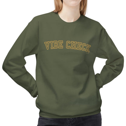 Eddy and Rita Women's Midweight Crewneck Sweatshirt - "Vibe Check" Fun Graphic Pullover