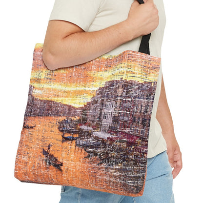 Venice Gondola Scene Large Tote Bag - Italian Waterfront View Travel Inspired Accessory