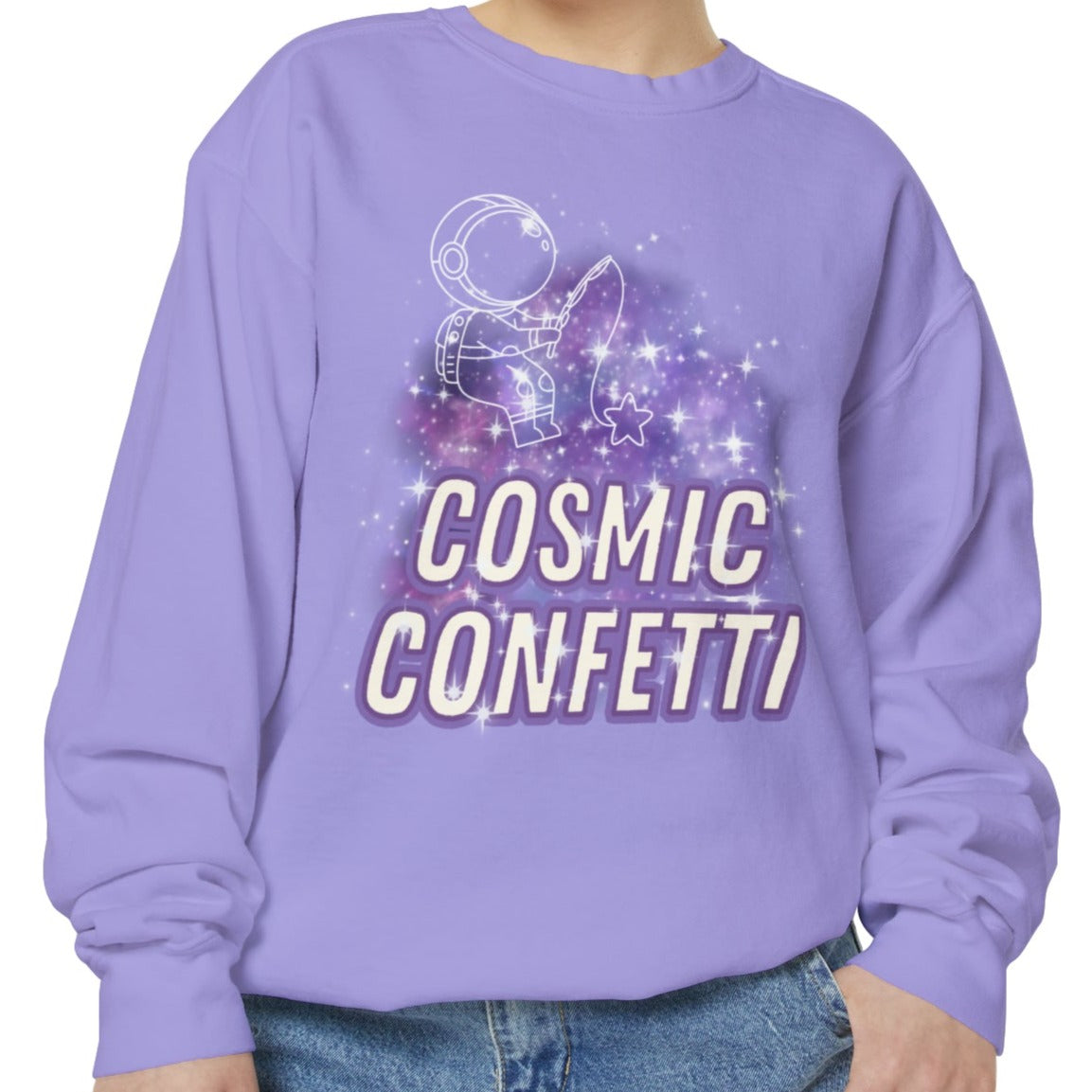 Cosmic Confetti Women's Comfort Colors Sweatshirt - Cozy and Unique - Eddy and Rita