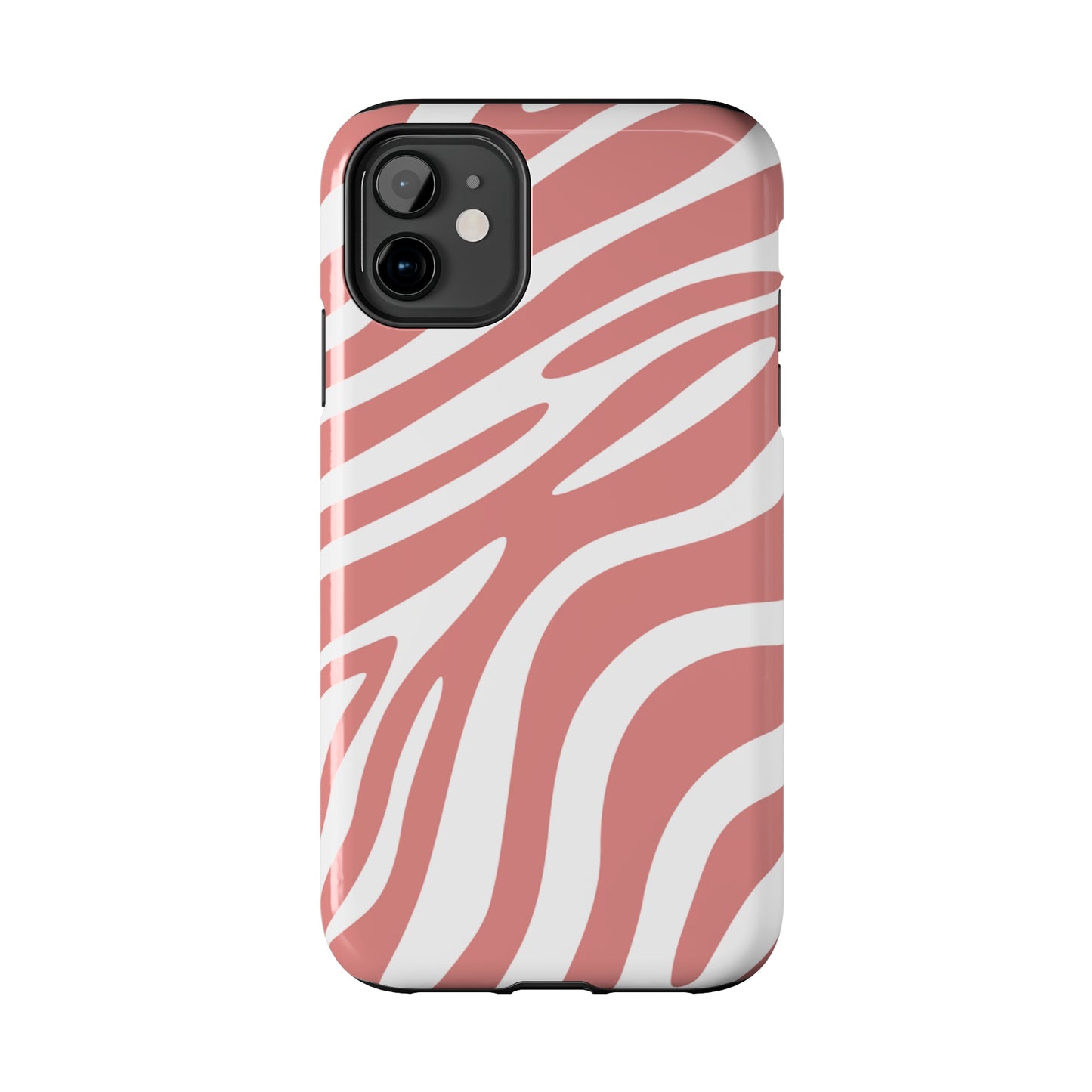 Pink and White Zebra Stripes iPhone Case - Stylish and Protective Cover for Your Device