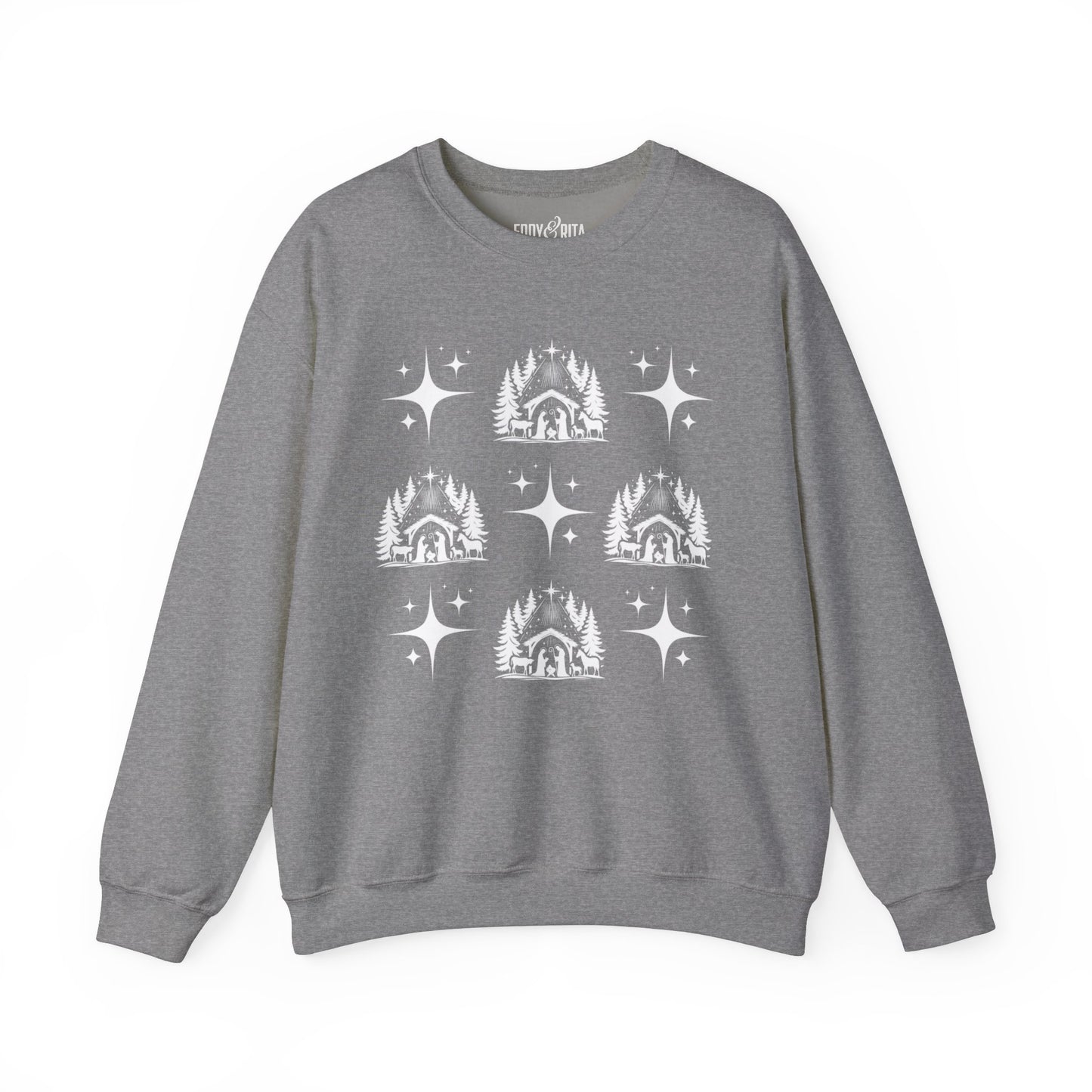 Women's Heavy Sweatshirt – "Christmas Nativity" Faith-Inspired Holiday Graphic Sweatshirt