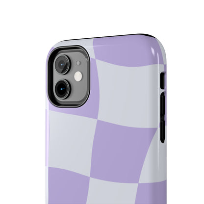 Light Purple Checked Smiley Face Cell Phone Case - Cheerful and Stylish Protective Cover