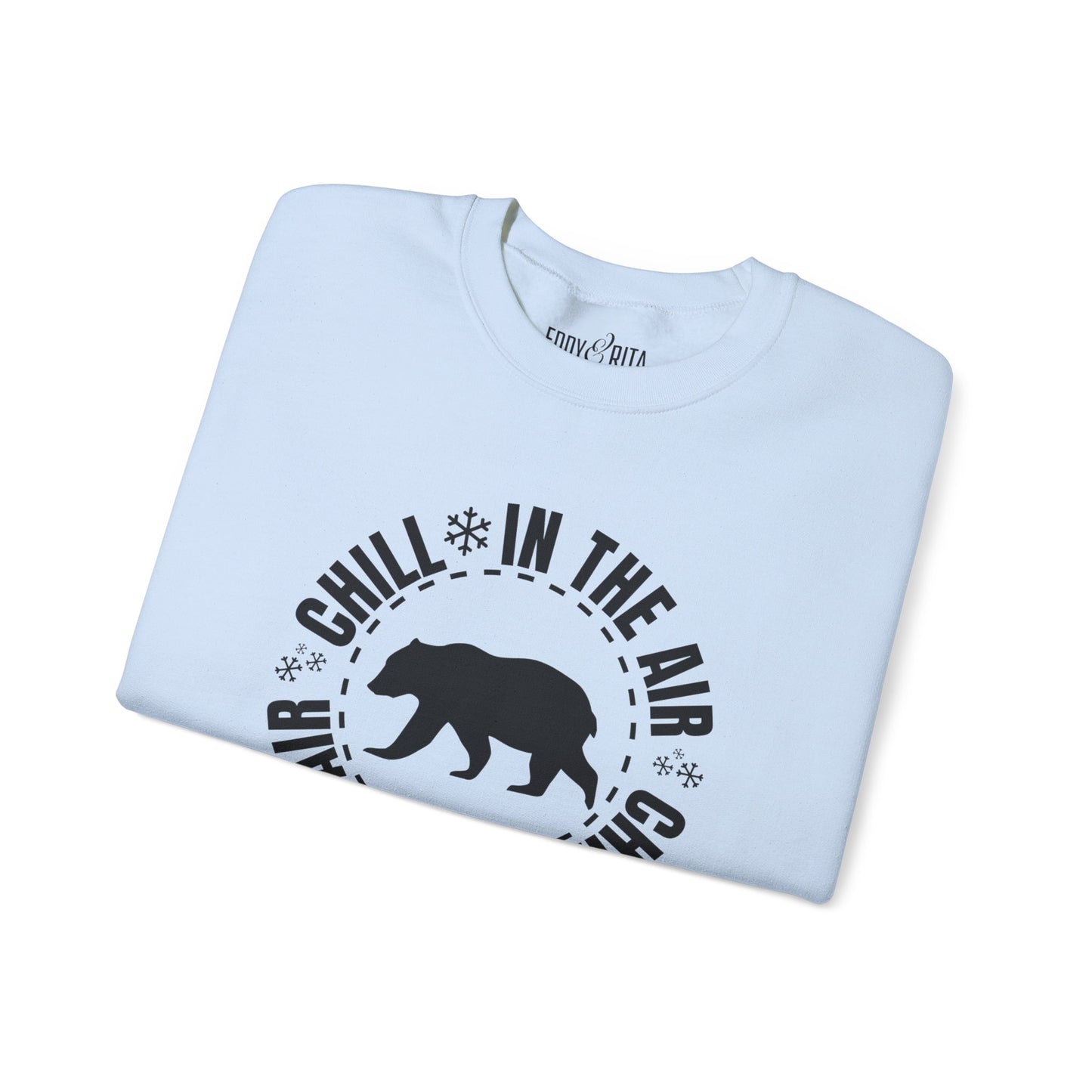 Women's Heavy Sweatshirt – "Chill In The Air Bear" Cozy Winter Graphic Sweatshirt