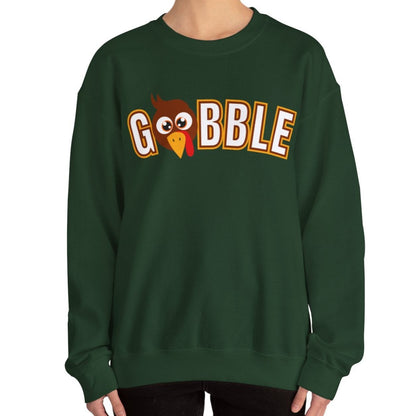 Women's Heavy Sweatshirt – "Gobble, Gobble, Gobble" Fun Thanksgiving Graphic Sweatshirt