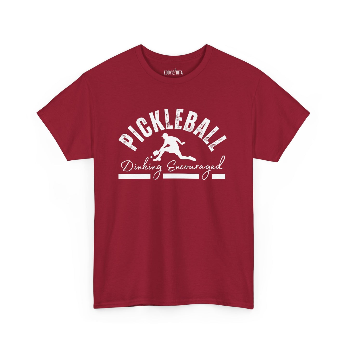 Eddy and Rita Men's Heavy Cotton T-Shirt - "Pickleball Dinking Encouraged" Graphic Tee for Pickleball Enthusiasts