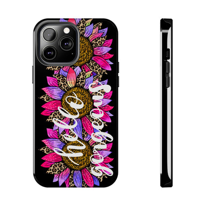 Hello Gorgeous Pink Purple Leopard Sunflowers iPhone Case - Stylish Floral Protective Cover