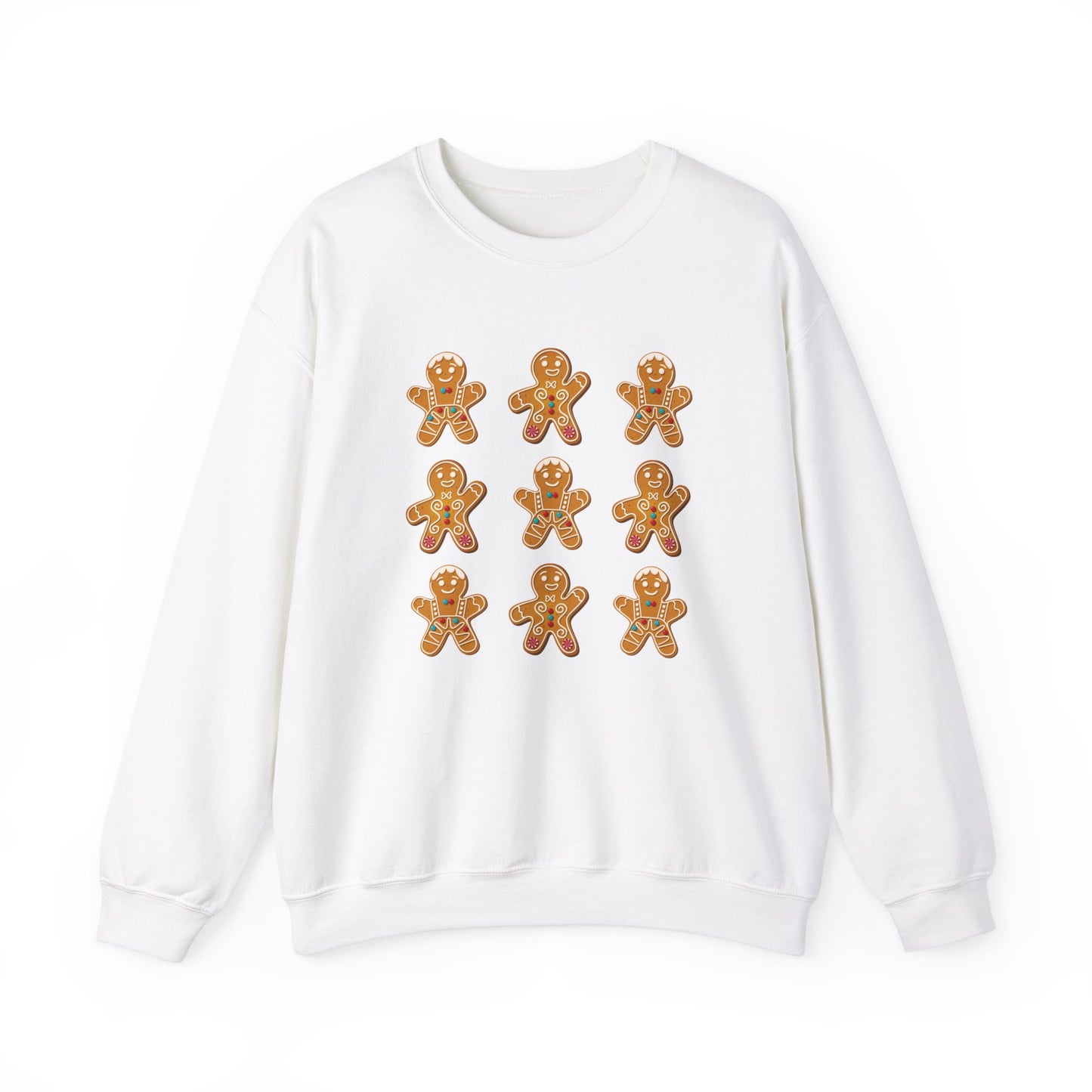 Women's Heavy Sweatshirt – "Gingerbread Cookie" Festive Holiday Graphic Sweatshirt