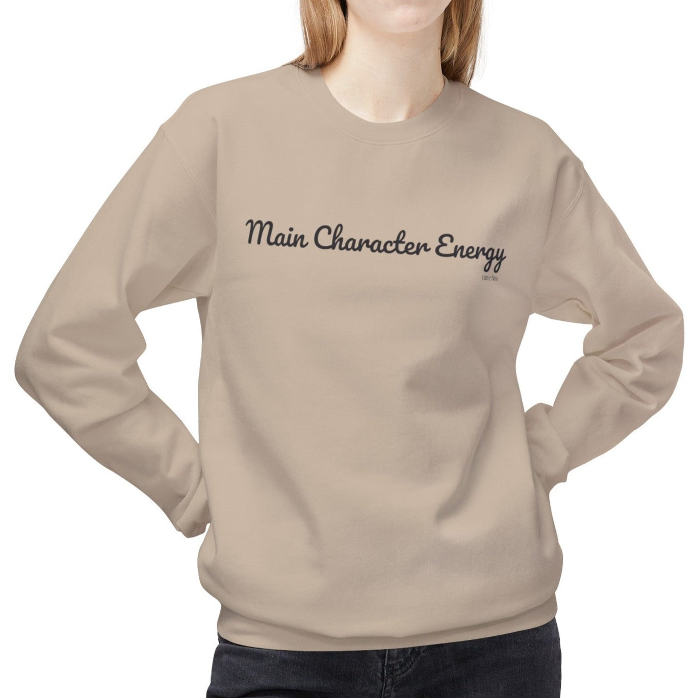 Eddy and Rita Women's Midweight Crewneck Sweatshirt - "Main Character Energy" Inspirational Graphic Pullover