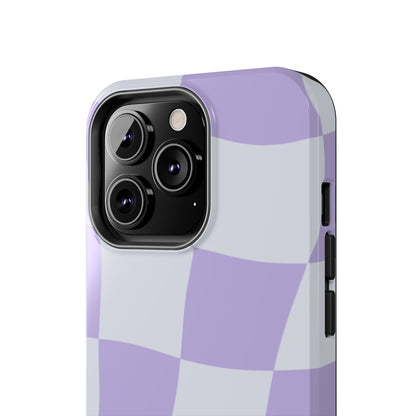 Light Purple Checked Smiley Face Cell Phone Case - Cheerful and Stylish Protective Cover