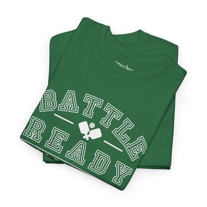 Eddy and Rita Unisex Heavy Cotton T-Shirt - "Battle Ready Pickleball" Graphic Tee for Sports Enthusiasts