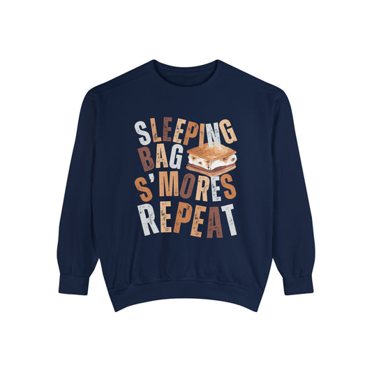 'Sleeping Bag S'mores Repeat'  Cozy Comfort Colors Women's Sweatshirt - Eddy and Rita