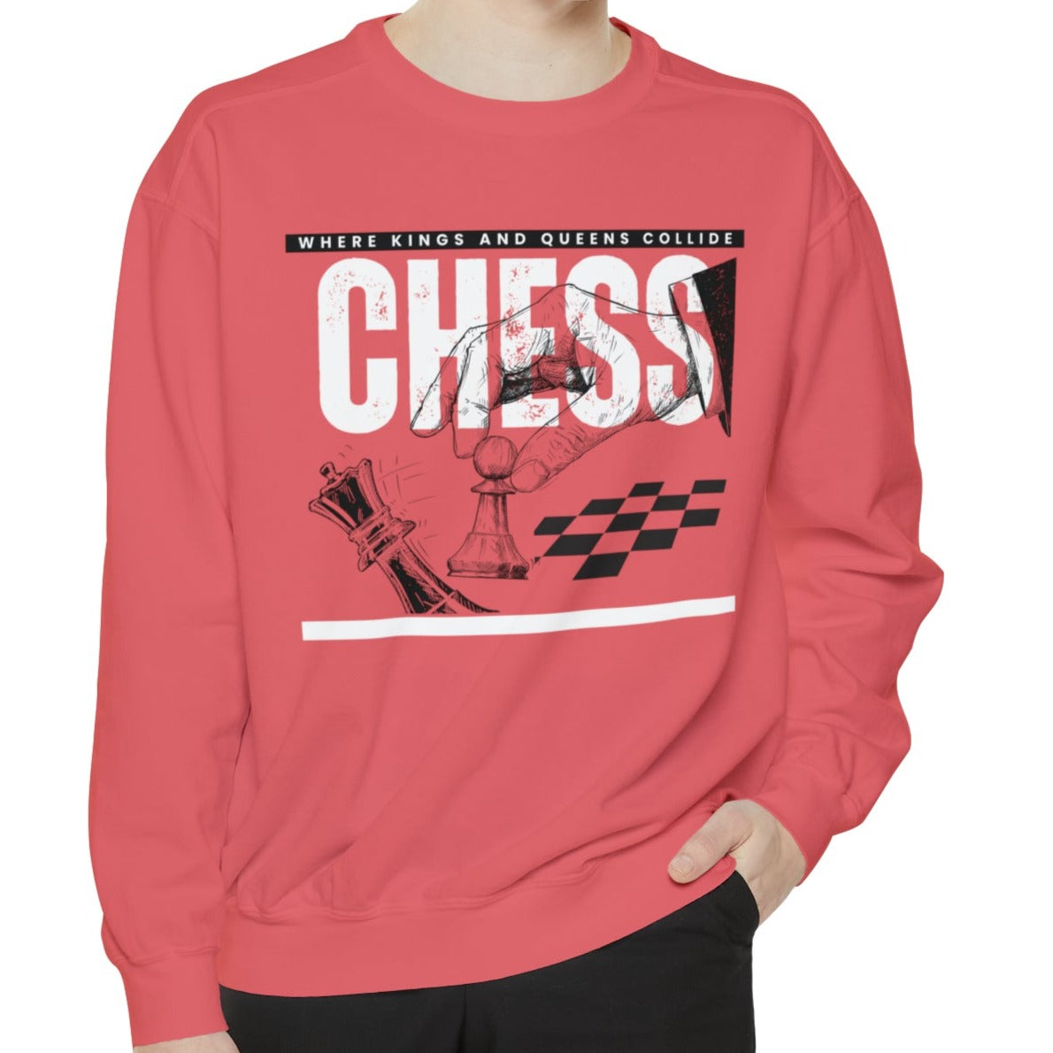 Chess, Where Kings and Queens Collide Strategic Comfort Colors Men's Sweatshirt - Eddy and Rita