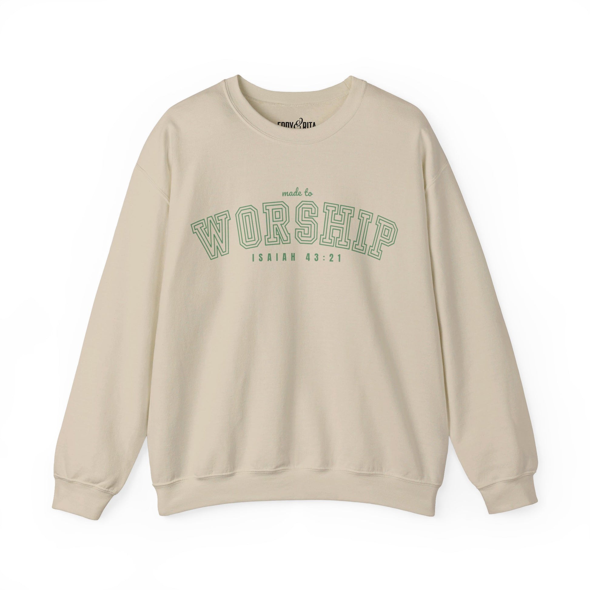 Women's Heavy Blend Sweatshirt – "Made to Worship Isaiah 43:21" Faith-Inspired Graphic Sweatshirt