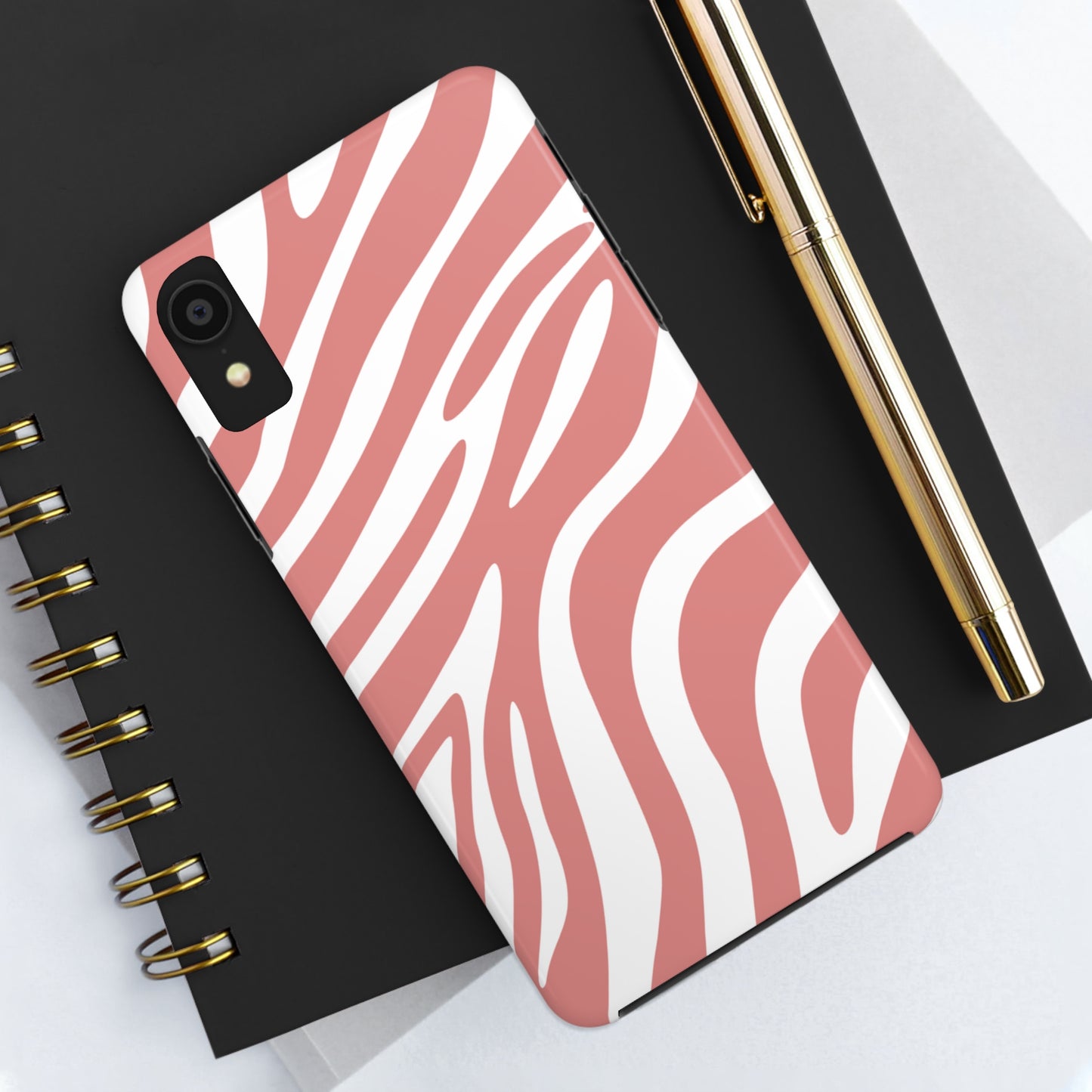 Pink and White Zebra Stripes iPhone Case - Stylish and Protective Cover for Your Device