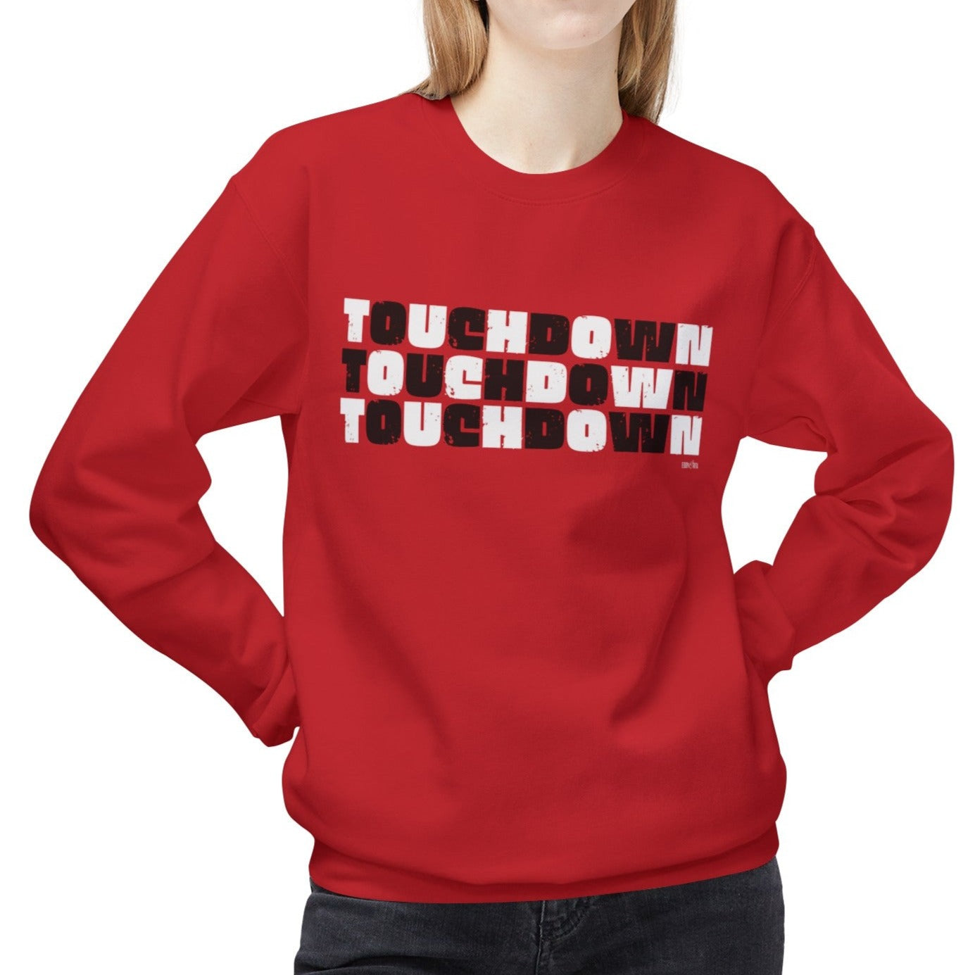 Eddy and Rita Women's Midweight Crewneck Sweatshirt - "Touchdown" Black and White Checked Graphic Pullover