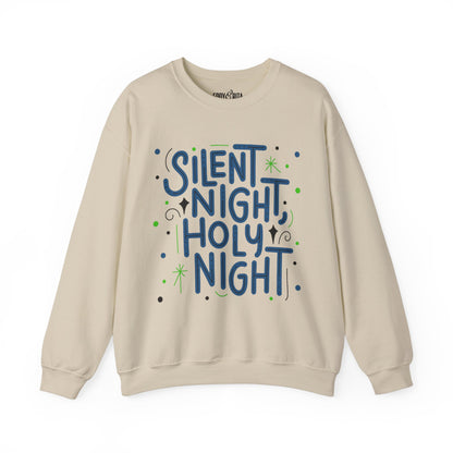 Women’s Heavy Sweatshirt – “Silent Night, Holy Night” Elegant Holiday Pullover | Cozy and Classic Christmas Apparel