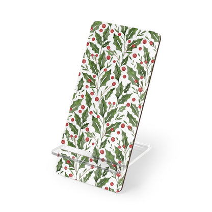 Mobile Display Stand for iPhone – Festive Christmas Holly Design | Perfect Stocking Stuffer for the Holidays