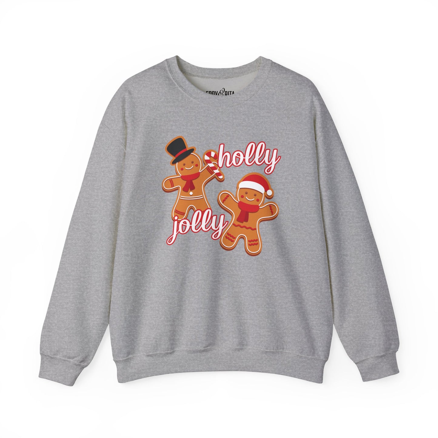 Women’s Heavy Sweatshirt – Holly Jolly Gingerbread Design | Cozy and Festive Holiday Fashion