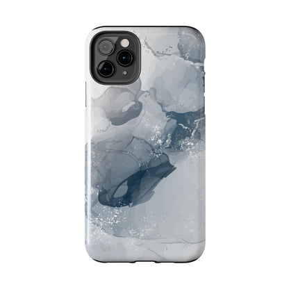 Gray and White Marble Pattern Cell Phone Case - Elegant and Sleek Device Cover