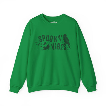 Eddy and Rita Women's Heavy Crewneck Sweatshirt - "Spooky Vibes" Halloween Graphic Pullover