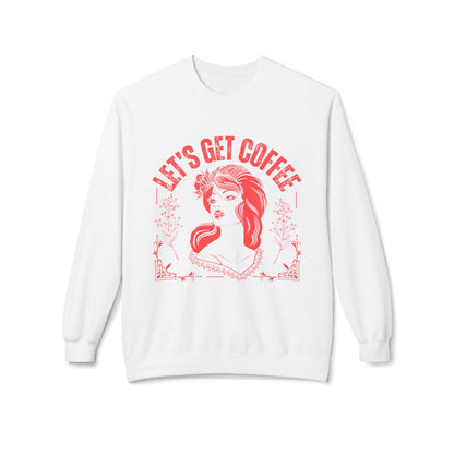 Women's Midweight Sweatshirt - "Let's Get Coffee" Vintage Graphic Pullover