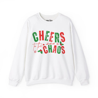 Women's Heavy Sweatshirt – "Cheers to the Chaos" Fun and Playful Winter Graphic Sweatshirt