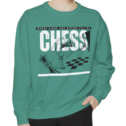 Chess, Where Kings and Queens Collide Strategic Comfort Colors Men's Sweatshirt - Eddy and Rita