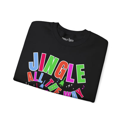 Women's Heavy Sweatshirt – "Jingle All The Way" Festive Christmas Graphic Sweatshirt