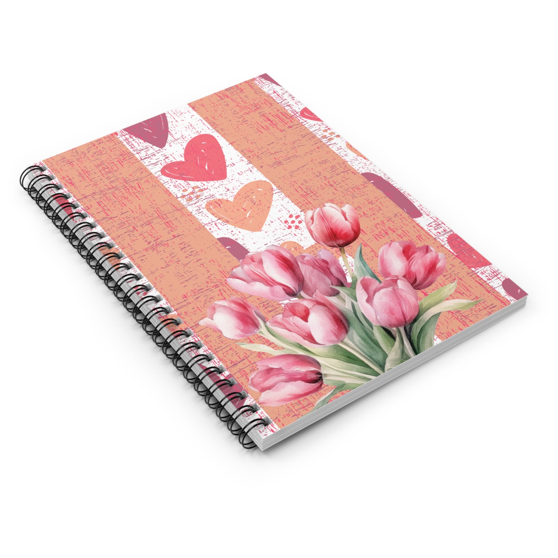 Harmony of Hearts and Tulips: Spiral Notebook for Love-Infused Reflections and Creative Expression - Eddy and Rita