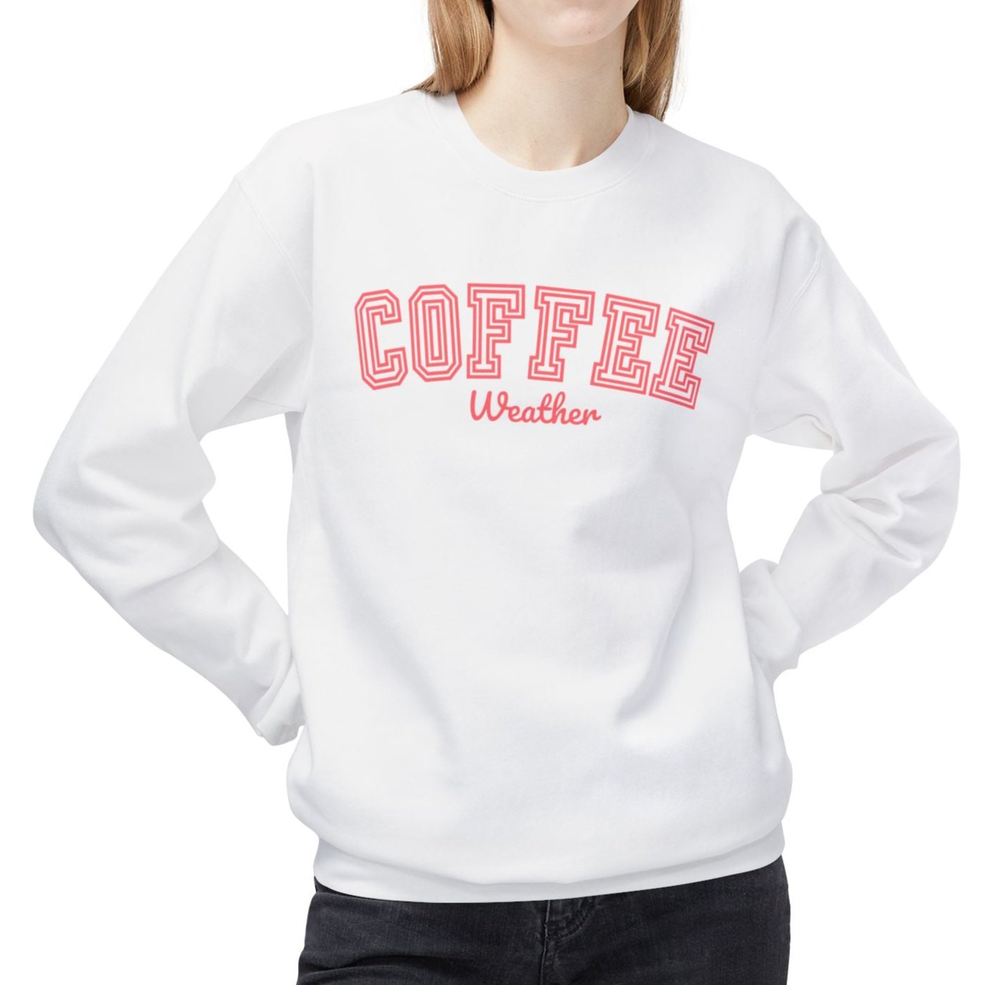 Women's Midweight Fleece Sweatshirt – "Coffee Weather" Cozy and Stylish Graphic Sweatshirt