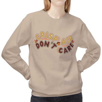 Eddy and Rita Women's Midweight Sweatshirt - "Crisp Air, Don't Care" Fall Graphic Pullover