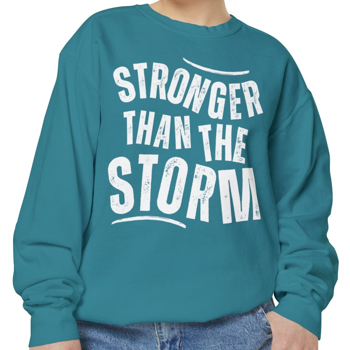 Stronger than the Storm Comfort Colors Women's Sweatshirt - Cozy and Resilient - Eddy and Rita