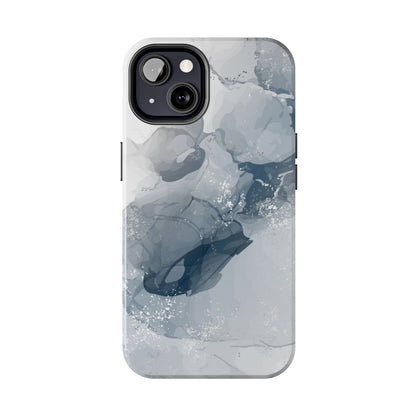 Gray and White Marble Pattern Cell Phone Case - Elegant and Sleek Device Cover