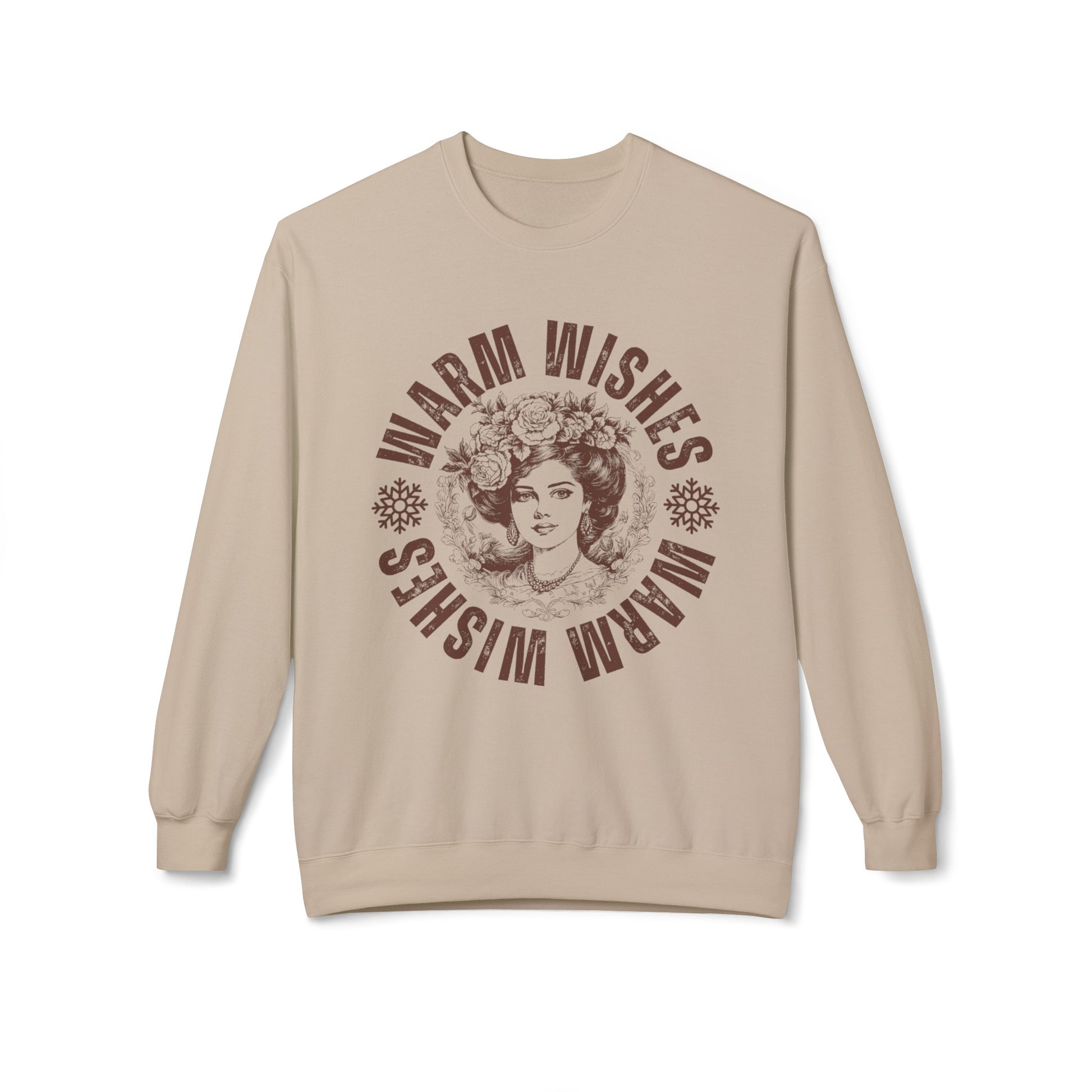 Eddy and Rita Women's Midweight Crewneck Sweatshirt - "Warm Wishes" Snowflake Graphic Pullover