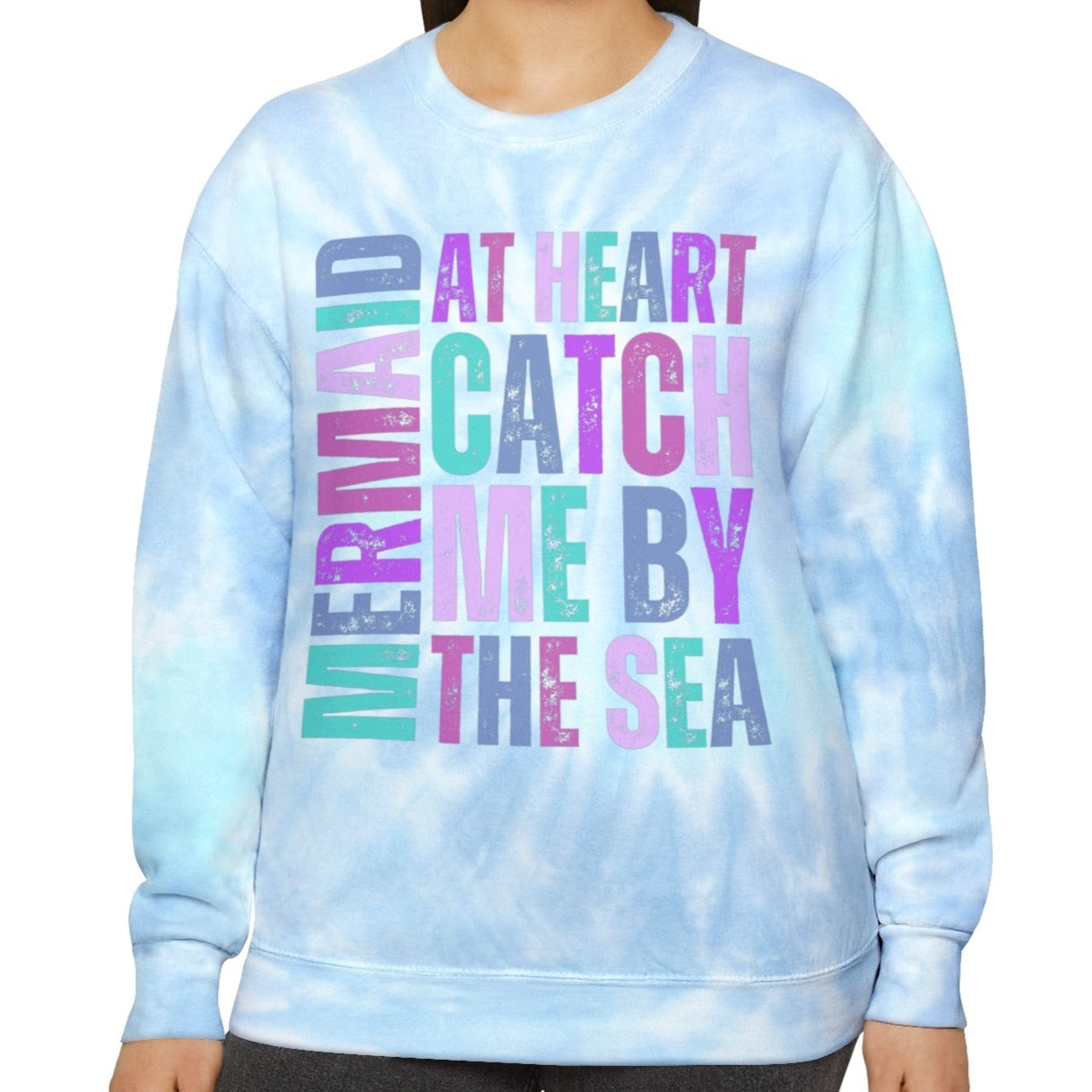 Mermaid at Heart Women's Comfort Colors Tie Dye Sweatshirt - Eddy and Rita