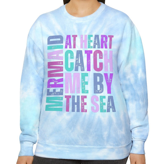 Mermaid at Heart Women's Comfort Colors Tie Dye Sweatshirt - Eddy and Rita