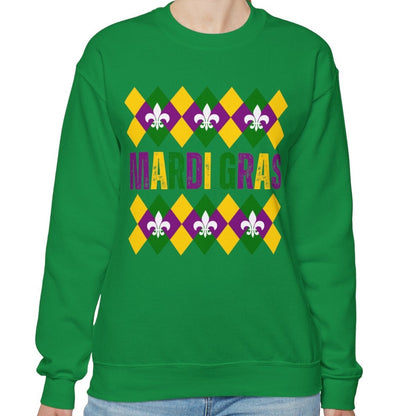 Mardi Gras Fleur-de-Lis Women's Sweatshirt: Festive Comfort with Stylish Elegance - Eddy and Rita