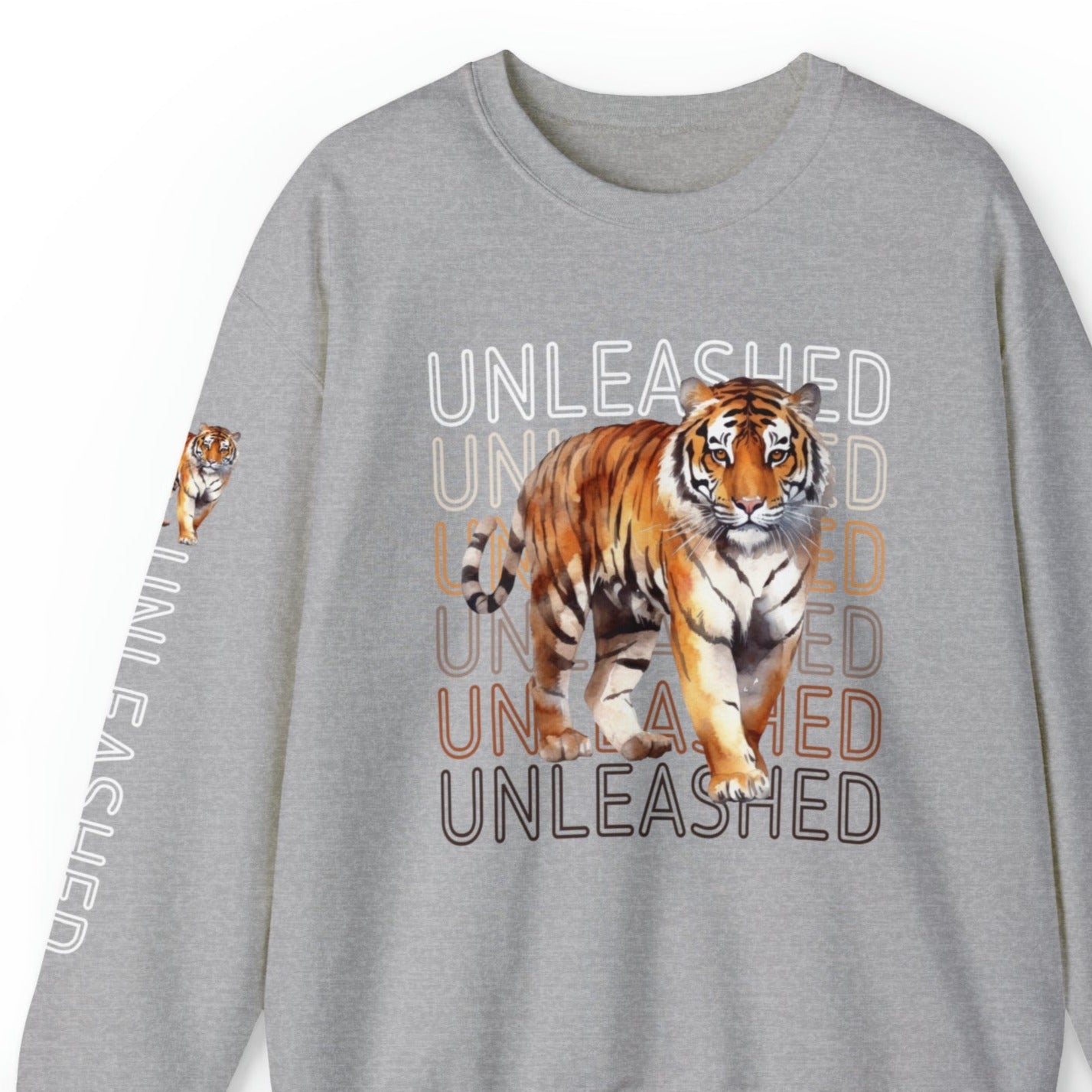 Tiger Unleashed: Women's Sweatshirt with Striking Arm Detail - Eddy and Rita