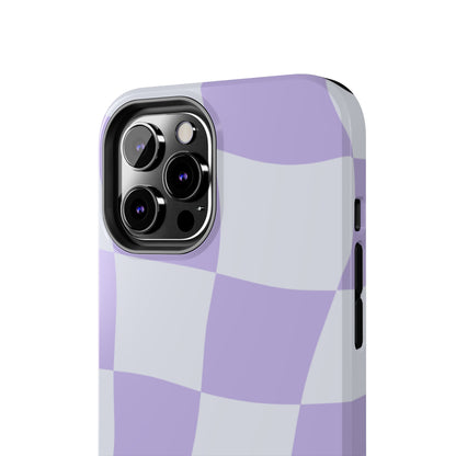 Light Purple Checked Smiley Face Cell Phone Case - Cheerful and Stylish Protective Cover