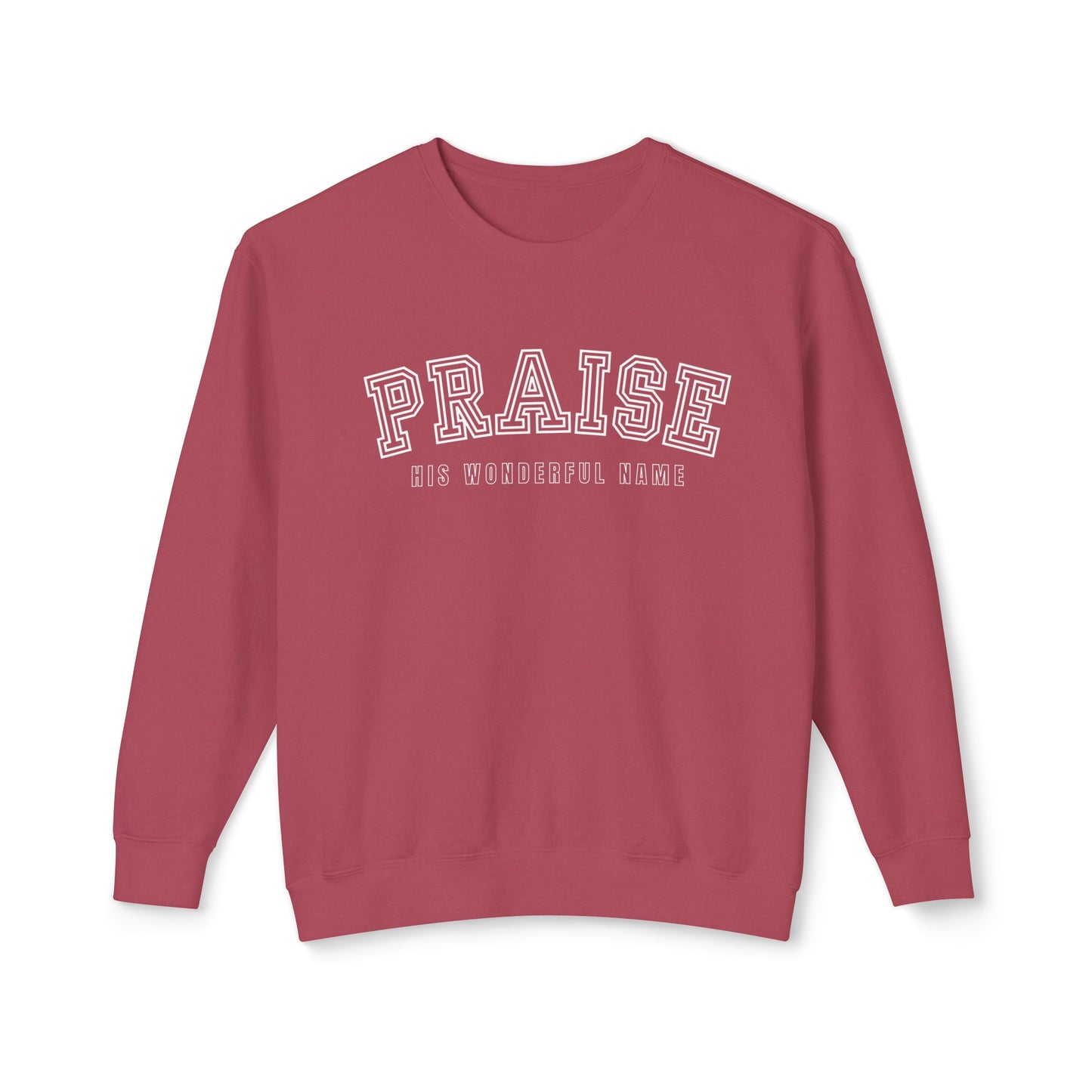 Eddy and Rita Women's Comfort Colors Lightweight Sweatshirt - "Praise His Wonderful Name" Graphic Pullover for Faithful Souls