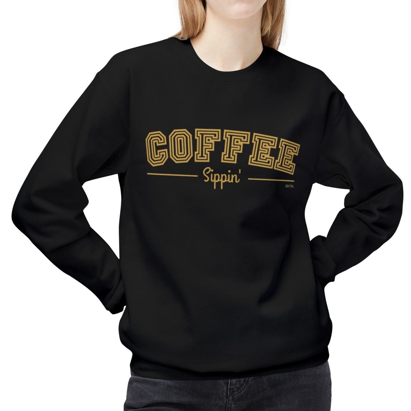 Eddy and Rita Women's Midweight Crewneck Sweatshirt - Coffee Sippin' Cozy Graphic Pullover