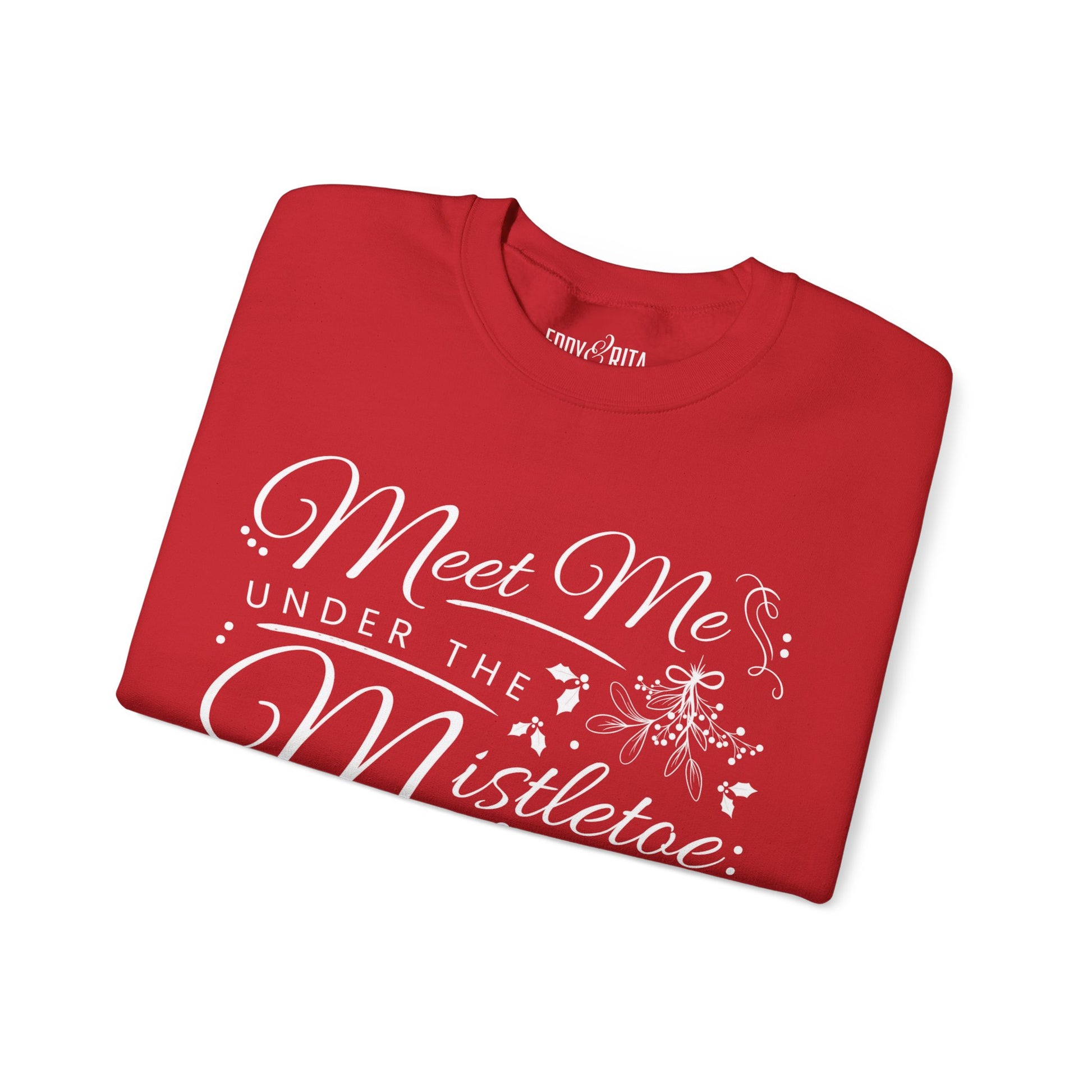 Women’s Heavy Sweatshirt – “Meet Me Under the Mistletoe” | Cozy and Romantic Christmas Holiday Apparel