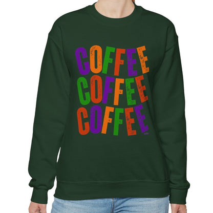 Women's Heavy Sweatshirt - "Coffee Coffee Coffee" Halloween Colors Graphic Pullover