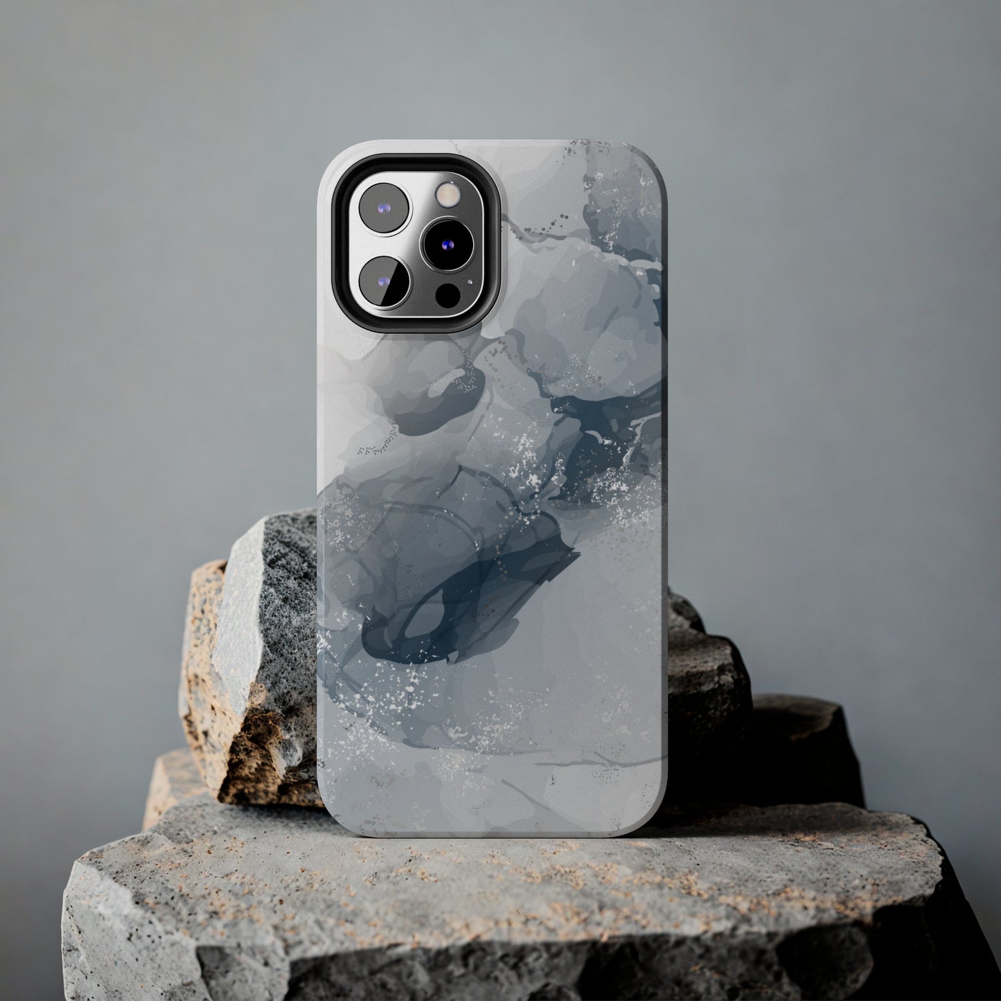 Gray and White Marble Pattern Cell Phone Case - Elegant and Sleek Device Cover