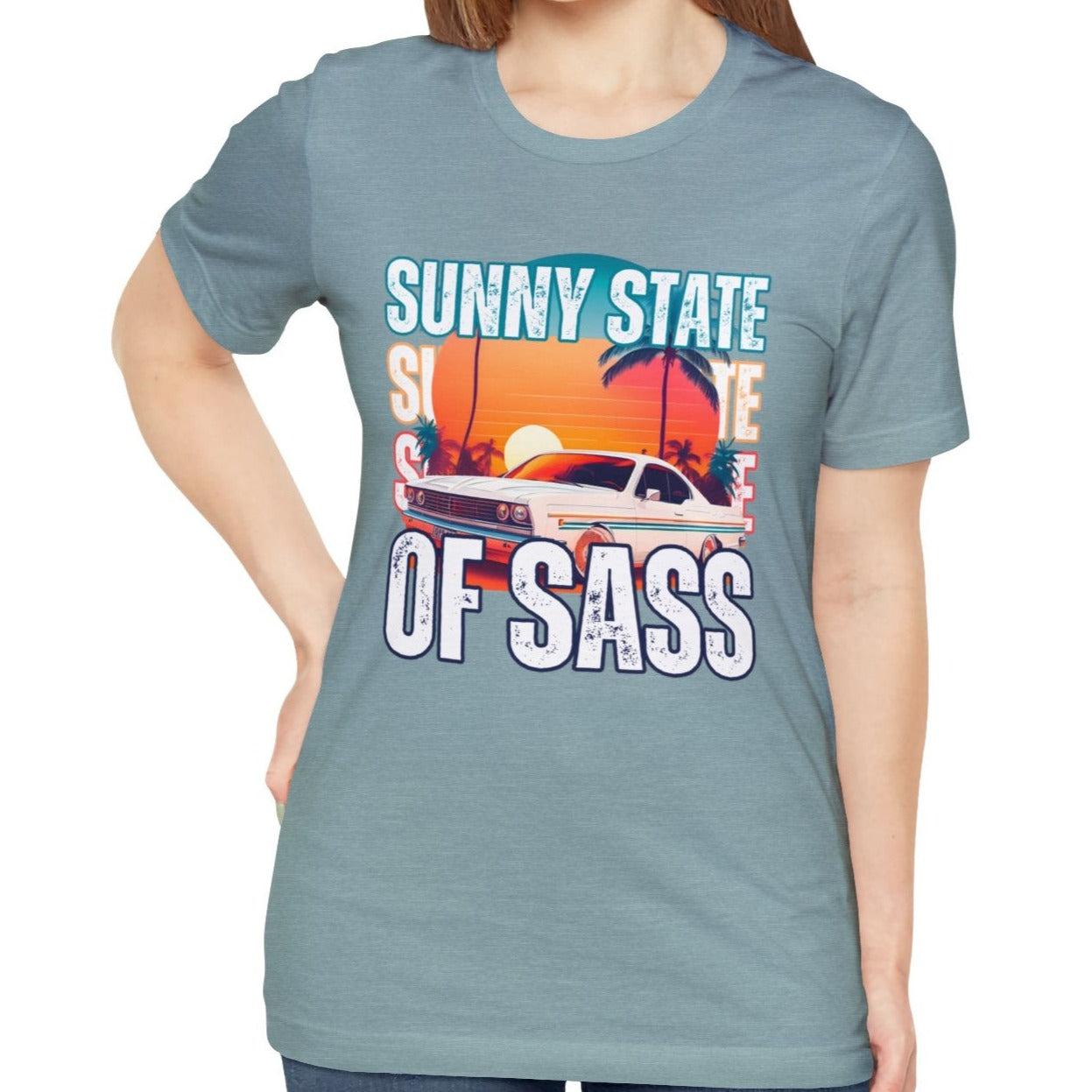 Sunny State of Sass Retro Car Women's Bella Canvas T-shirt - Eddy and Rita