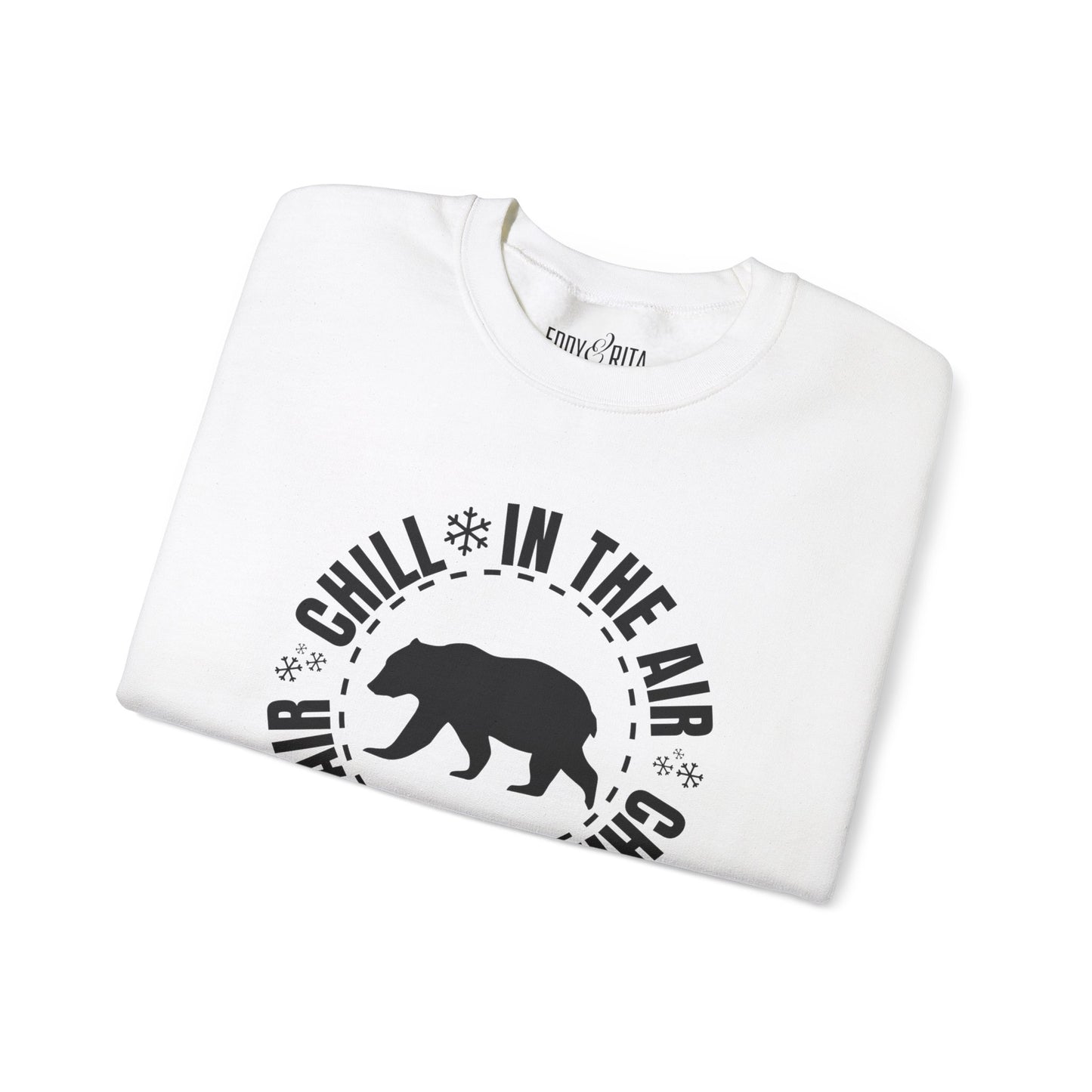 Women's Heavy Sweatshirt – "Chill In The Air Bear" Cozy Winter Graphic Sweatshirt